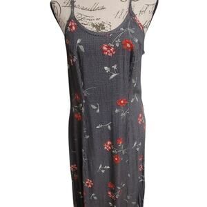 Vintage Rayon Floral Maxi Dress Size 10 Made in USA 47 Side Zipper